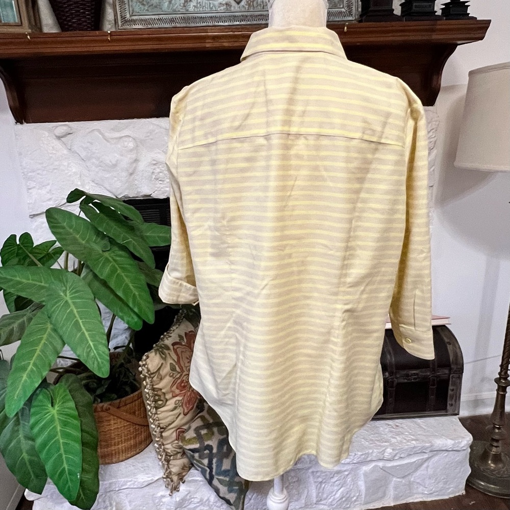 Coldwater Creek Women’s Cotton Yellow Striped Button-Up Shirt Blouse Size 1X/18 - Picture 3 of 10
